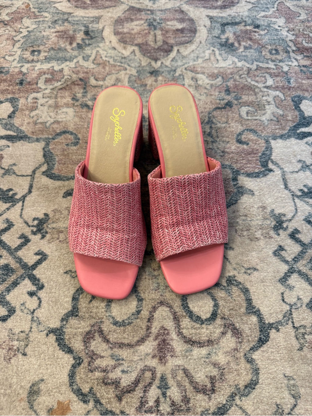 Seychelles Rose Pink Knit Slide Mules